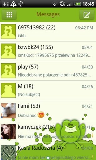 GO SMS Pro Frog White Theme截图3