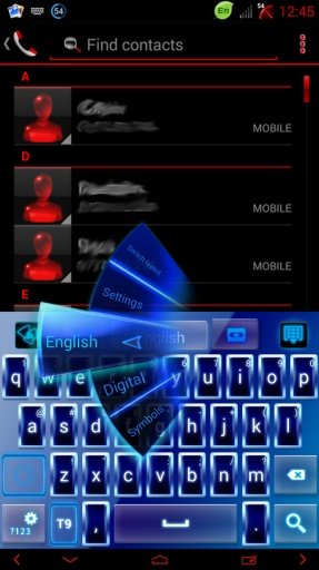 Blue Neon GO Keyboard Theme截图6