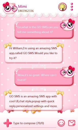 GO SMS PRO PINKYCAT THEME截图6