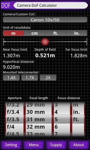 相机景深计算器截图3