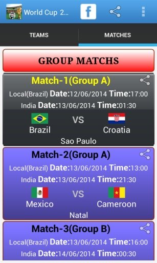 FIFA 2014 World Cup Time-Table截图2