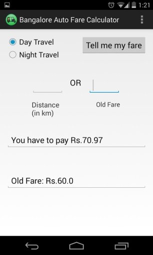 Bangalore Auto Fare Calculator截图3