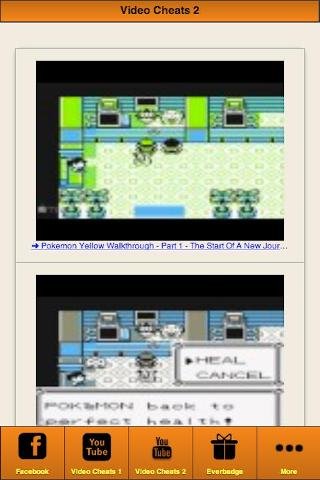 Pokemon Yellow Video Cheats截图1