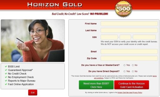 Guaranteed Horizon Credit Card截图2