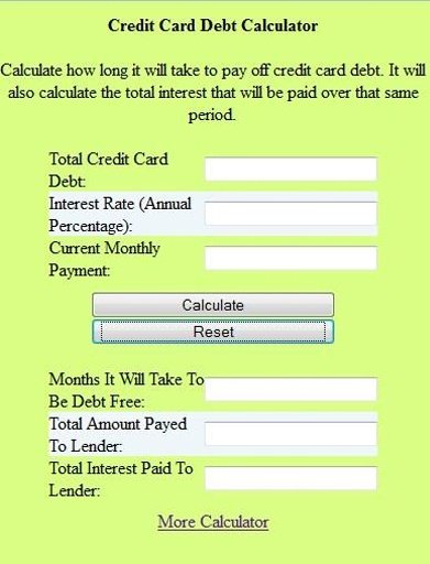 Credit Card Debt Calculator截图4