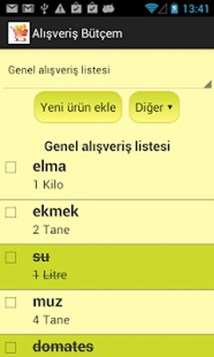 Bütçe Takip Alışveriş Listesi截图3