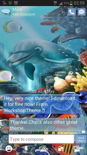 GO SMS Pro Theme Water Fish截图4