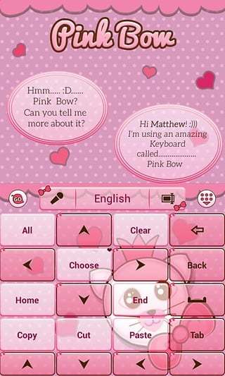 Pink Bow GO Keyboard Theme截图4