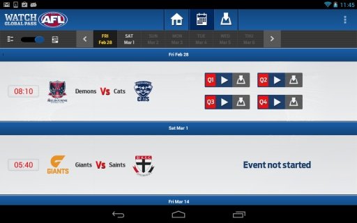 Watch AFL Global Pass截图2