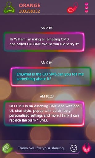 GO SMS PRO NEONLIGHT THEME截图1