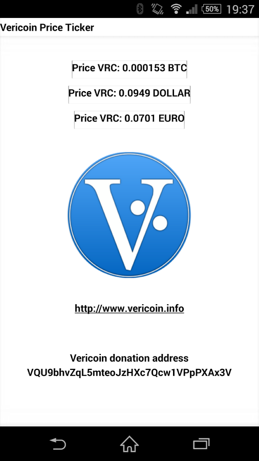 Vericoin(VRC) price ticker截图1