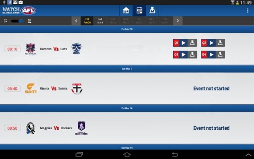 Watch AFL Global Pass截图4