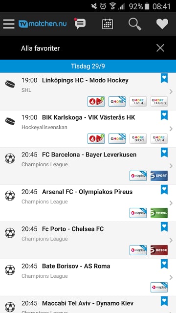 TVmatchen.nu - sport p&aring; TV截图1