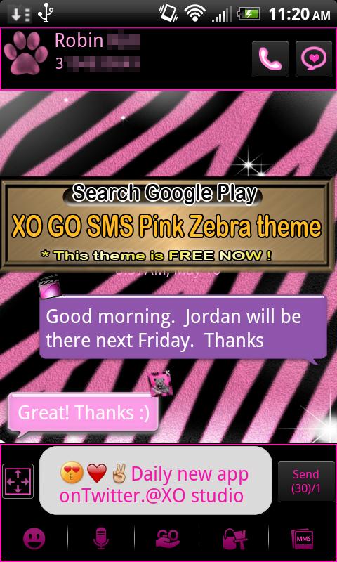 GO SMS PRO Leopard PINK theme截图9