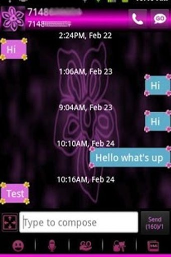 Pink Flower Go Sms Pro Theme截图3