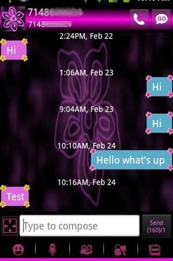 Pink Flower Go Sms Pro Theme截图1