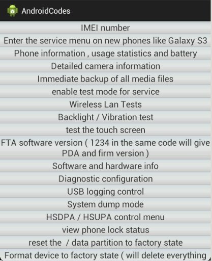 Android Codes secret reveald截图1