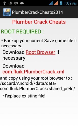 Plumber Crack Cheat Codes 2014截图1