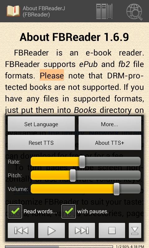 FBReader TTS+ Plugin截图2