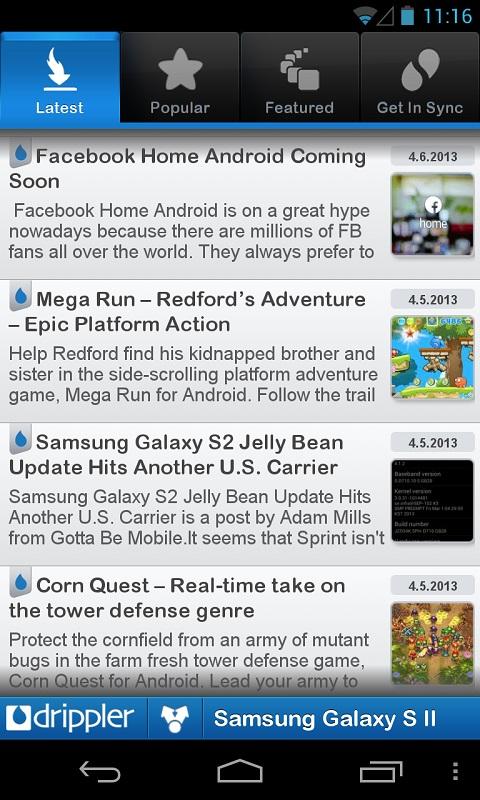 Drippler Galaxy S2更新和新闻（英文）截图1