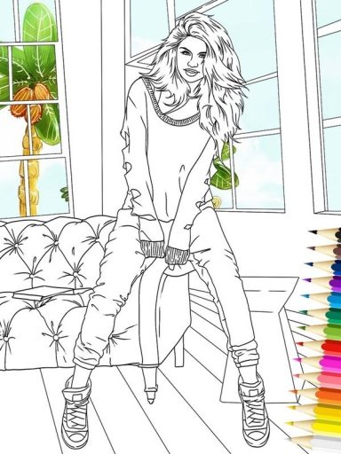 Selena Gomez Coloring截图2