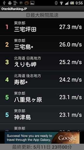 全国お天気情报ランキング截图4