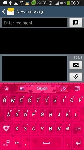 GO Keyboard Pink Hearts Theme截图5