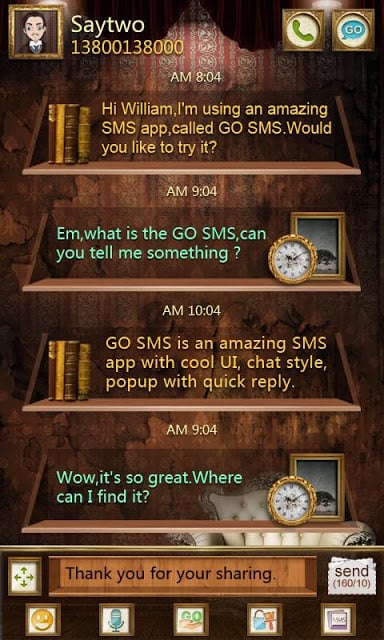 GO SMS Pro PCastle ThemeEX截图3