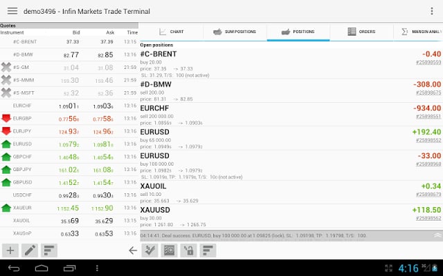 Infin Markets 交易平台截图2