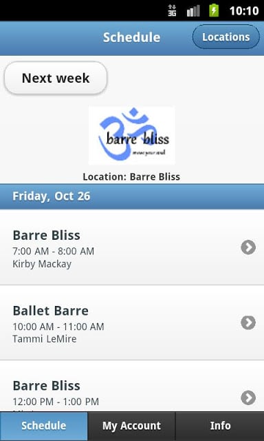 Barre Bliss Schedule App截图1