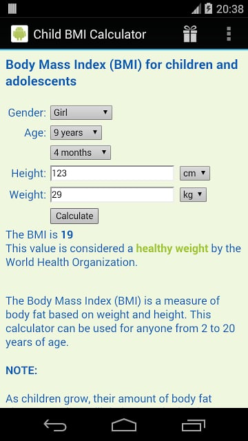 Child BMI Calculator截图1