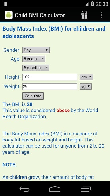 Child BMI Calculator截图2