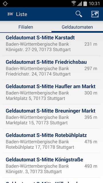 BW-Bank Filialfinder截图3