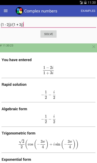 Complex numbers calculator截图1