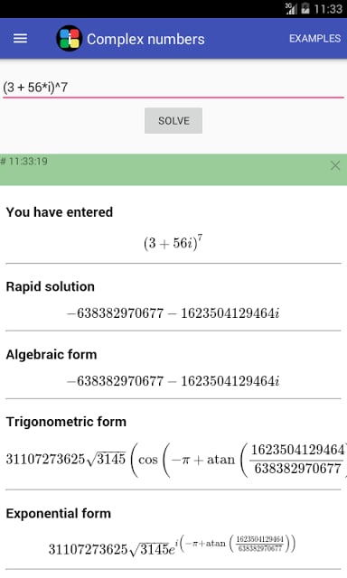 Complex numbers calculator截图2