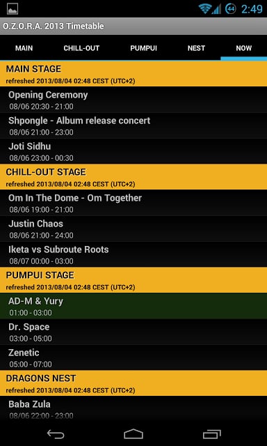 O.Z.O.R.A. 2013 Timetable截图5