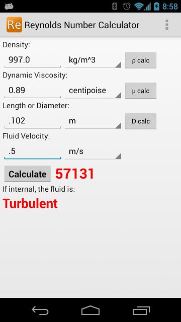 Reynolds Number Calculator截图3