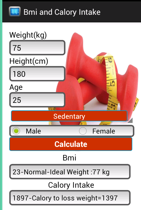 Bmi & Calory Intake Calculator截图1