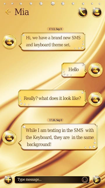 (FREE) GO SMS PURE GOLD THEME截图5