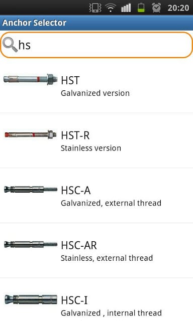 Hilti Anchor Selector截图4