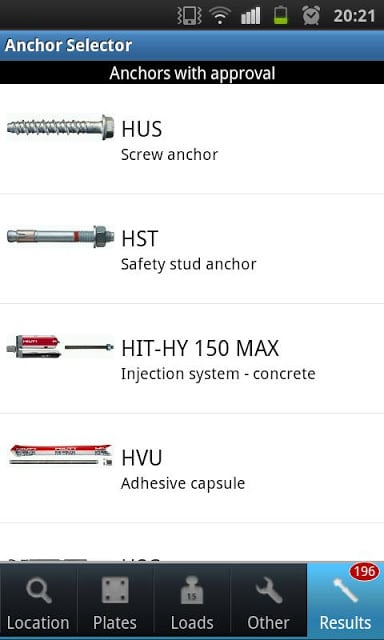 Hilti Anchor Selector截图5