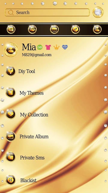 (FREE) GO SMS PURE GOLD THEME截图3