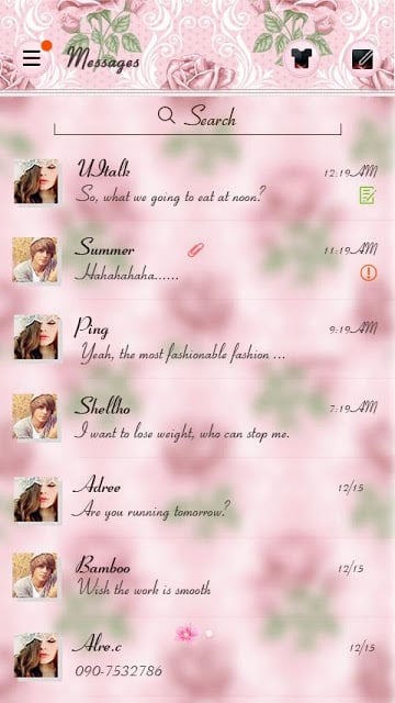 (FREE) GO SMS PRO ROSE THEME截图1