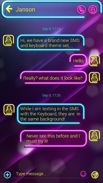 (FREE) GO SMS NEON LIGHT THEME截图2