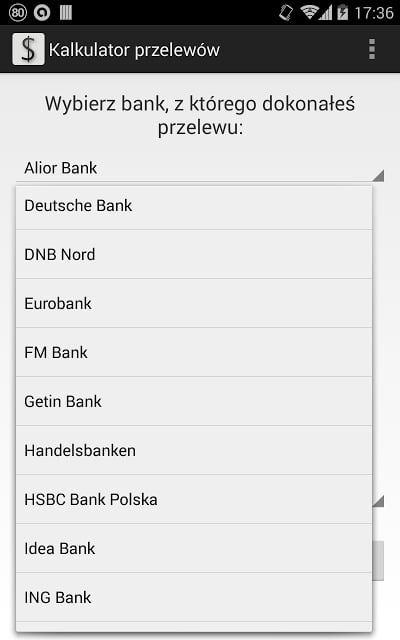 Kalkulator przelew&oacute;w截图5