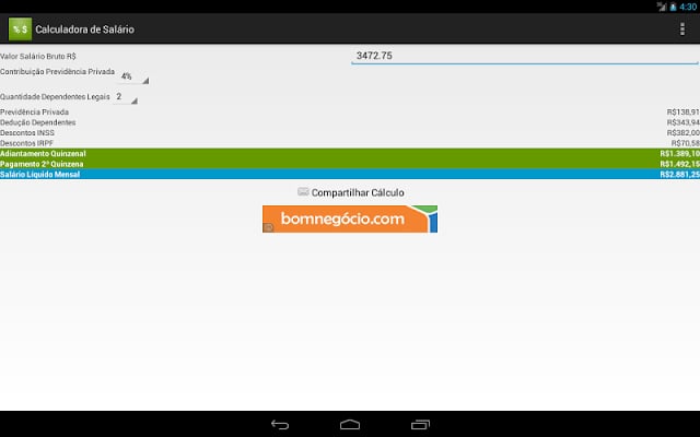 Calculadora de Sal&aacute;rio截图4
