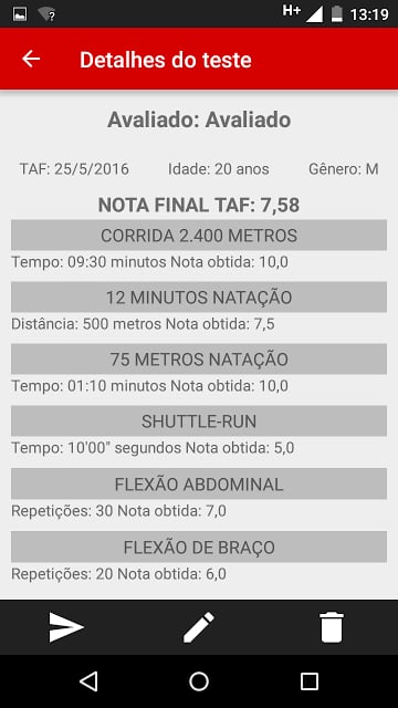 Teste Avalia&ccedil;&atilde;o F&iacute;sica截图2