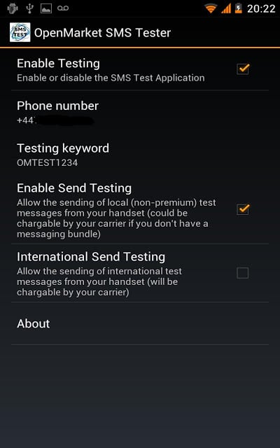 OpenMarket SMS Tester截图2