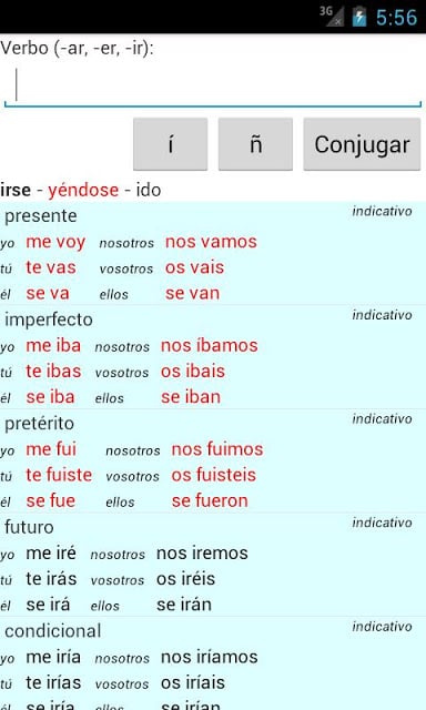 Conjugador de verbos espa&ntilde;oles截图8