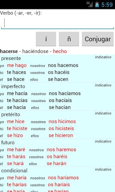 Conjugador de verbos espa&ntilde;oles截图4